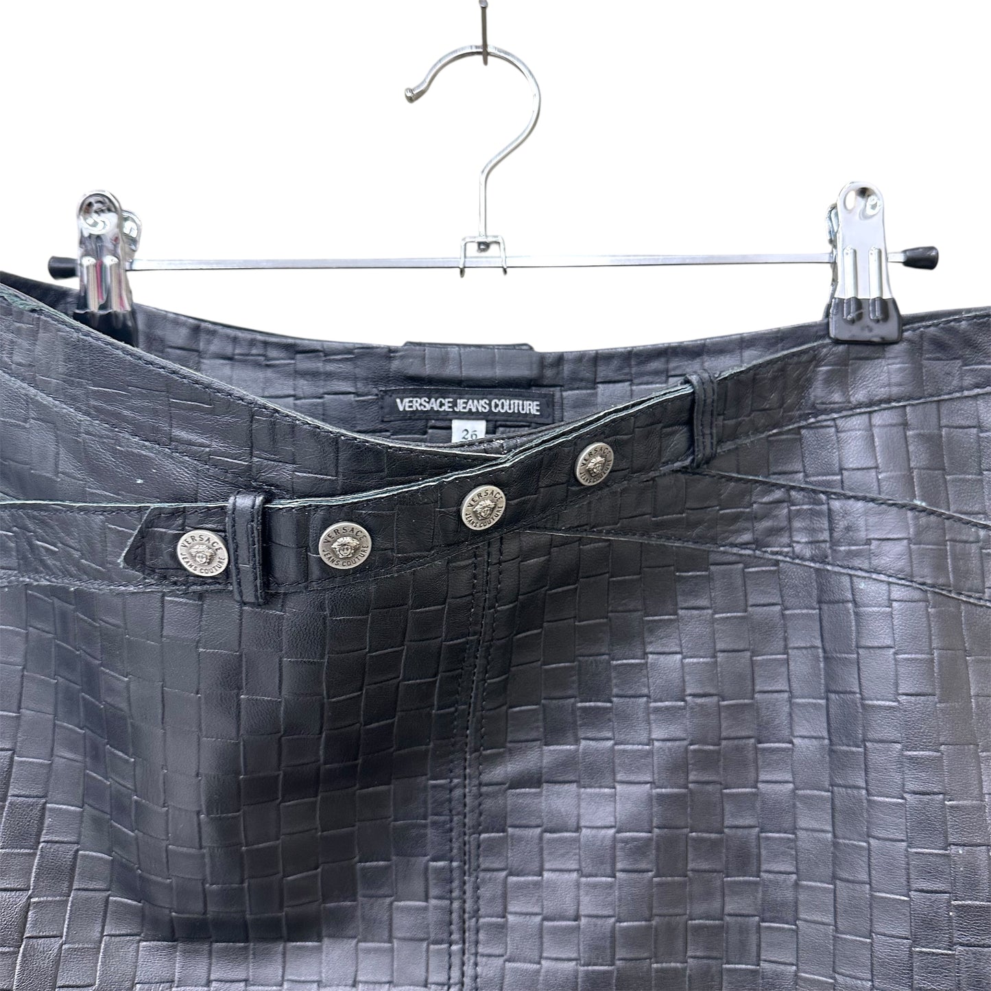 Versace leather midi skirt