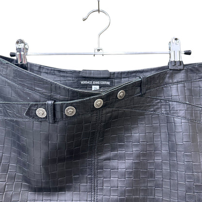 Versace leather midi skirt