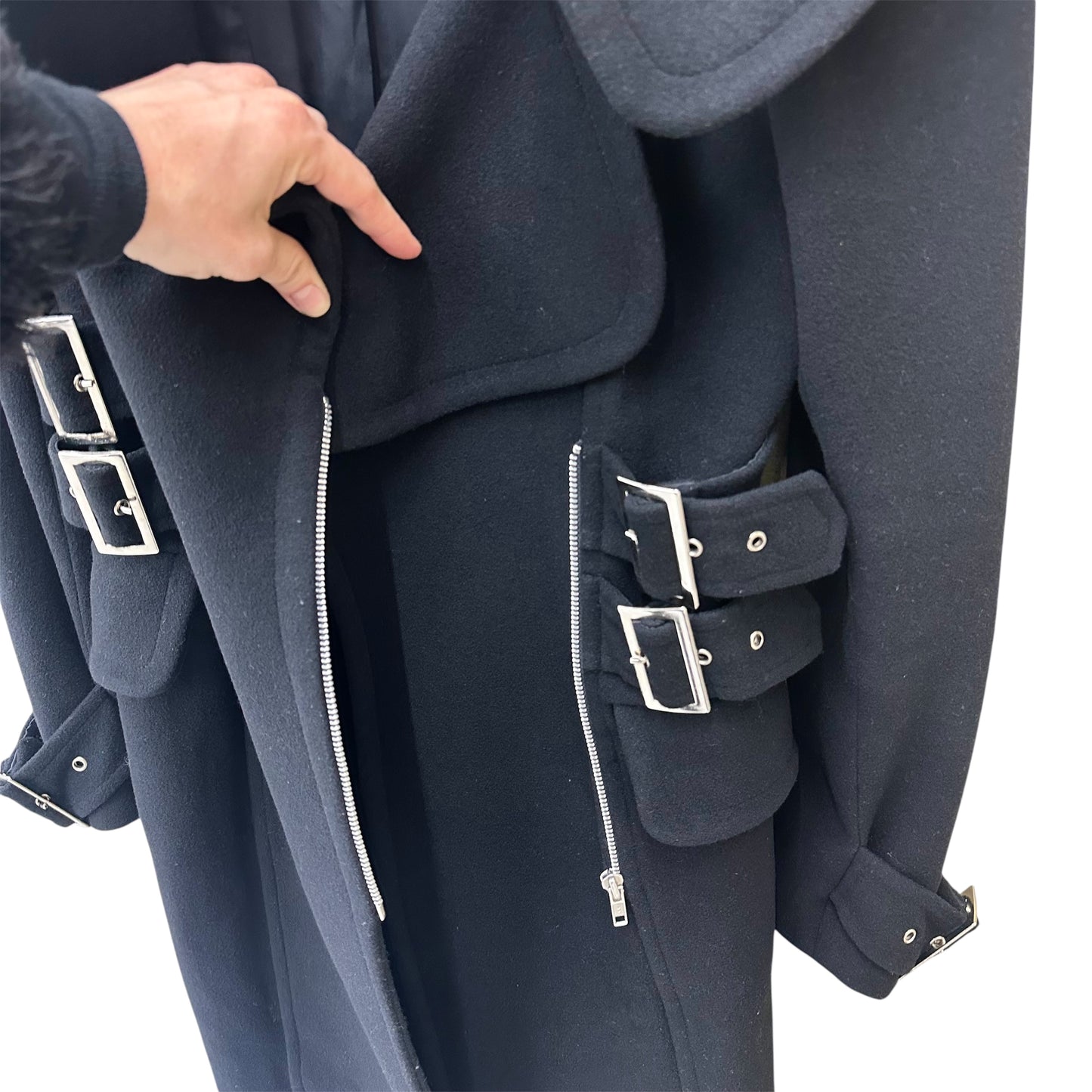 Buckled wool trench coat