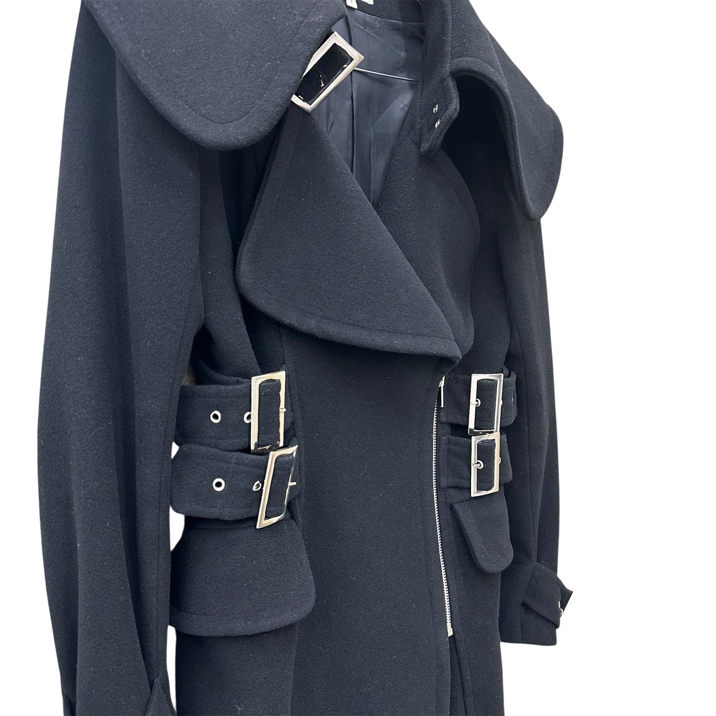 Buckled wool trench coat