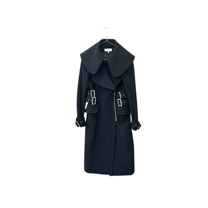 Buckled wool trench coat