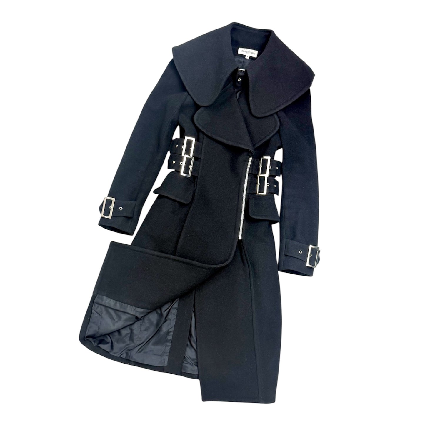Buckled wool trench coat