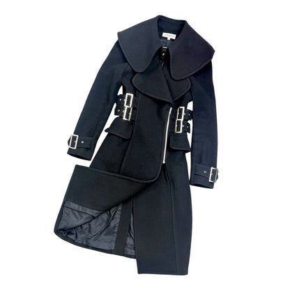 Buckled wool trench coat