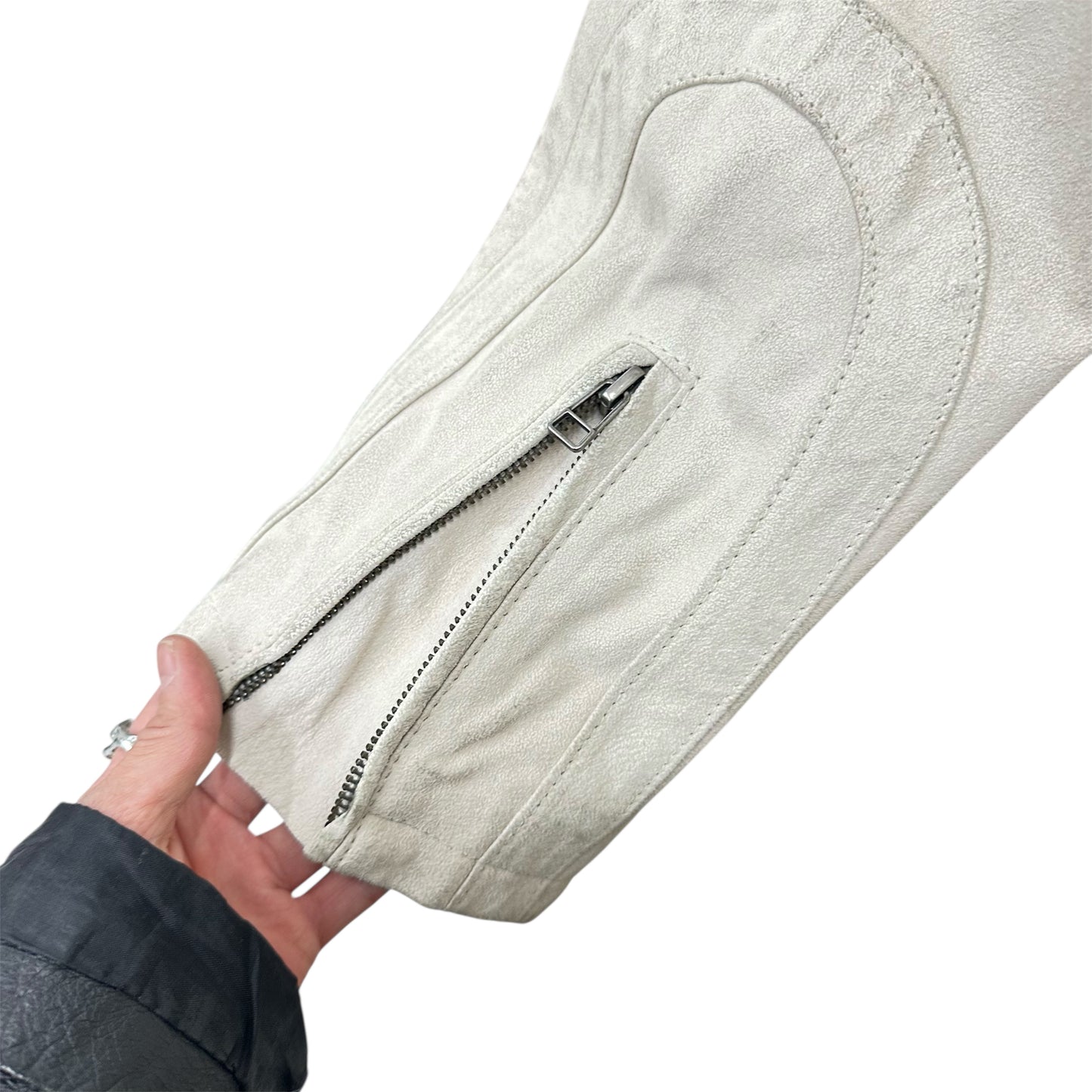 Suede leather racer jacket