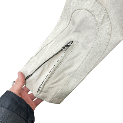 Suede leather racer jacket