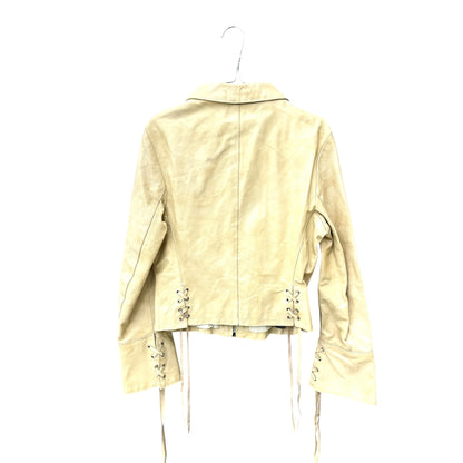 Laced zip-up leather jacket