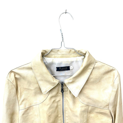 Laced zip-up leather jacket