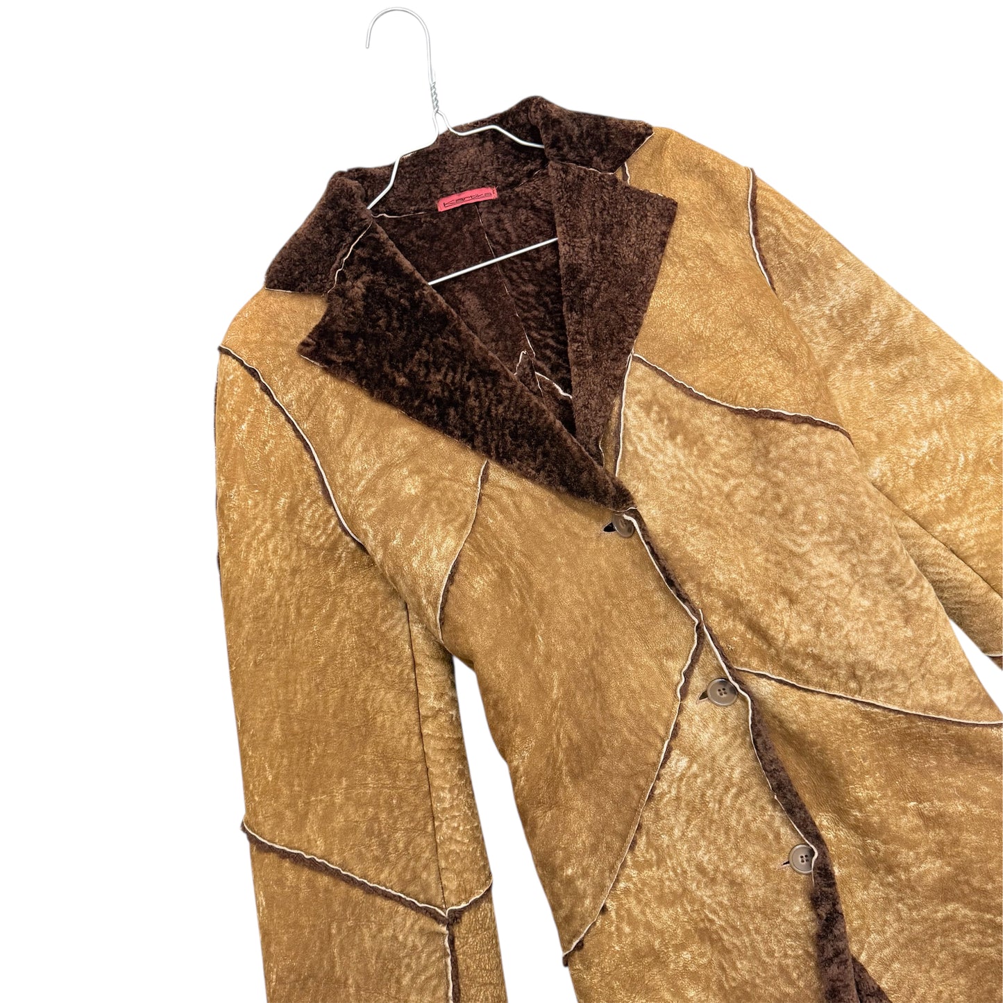 Shearling leather trench coat