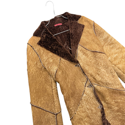 Shearling leather trench coat