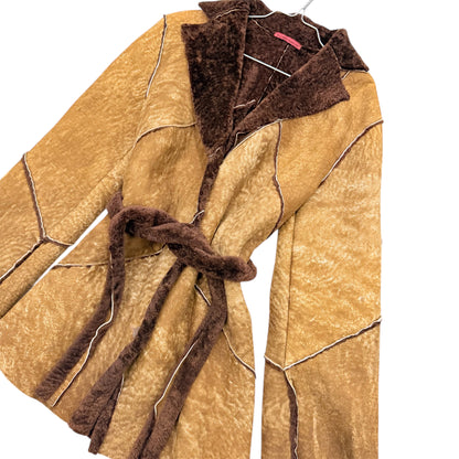 Shearling leather trench coat