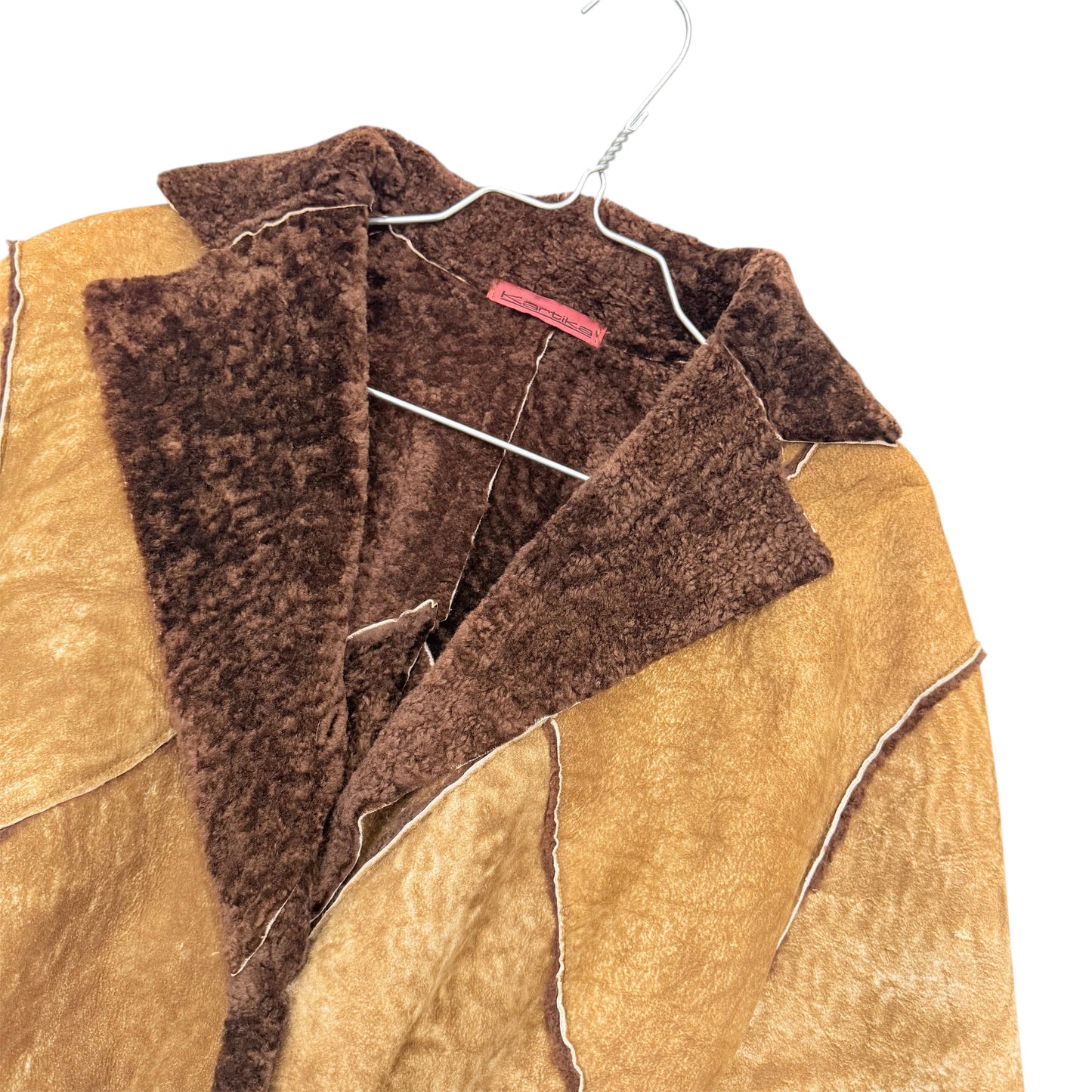 Shearling leather trench coat