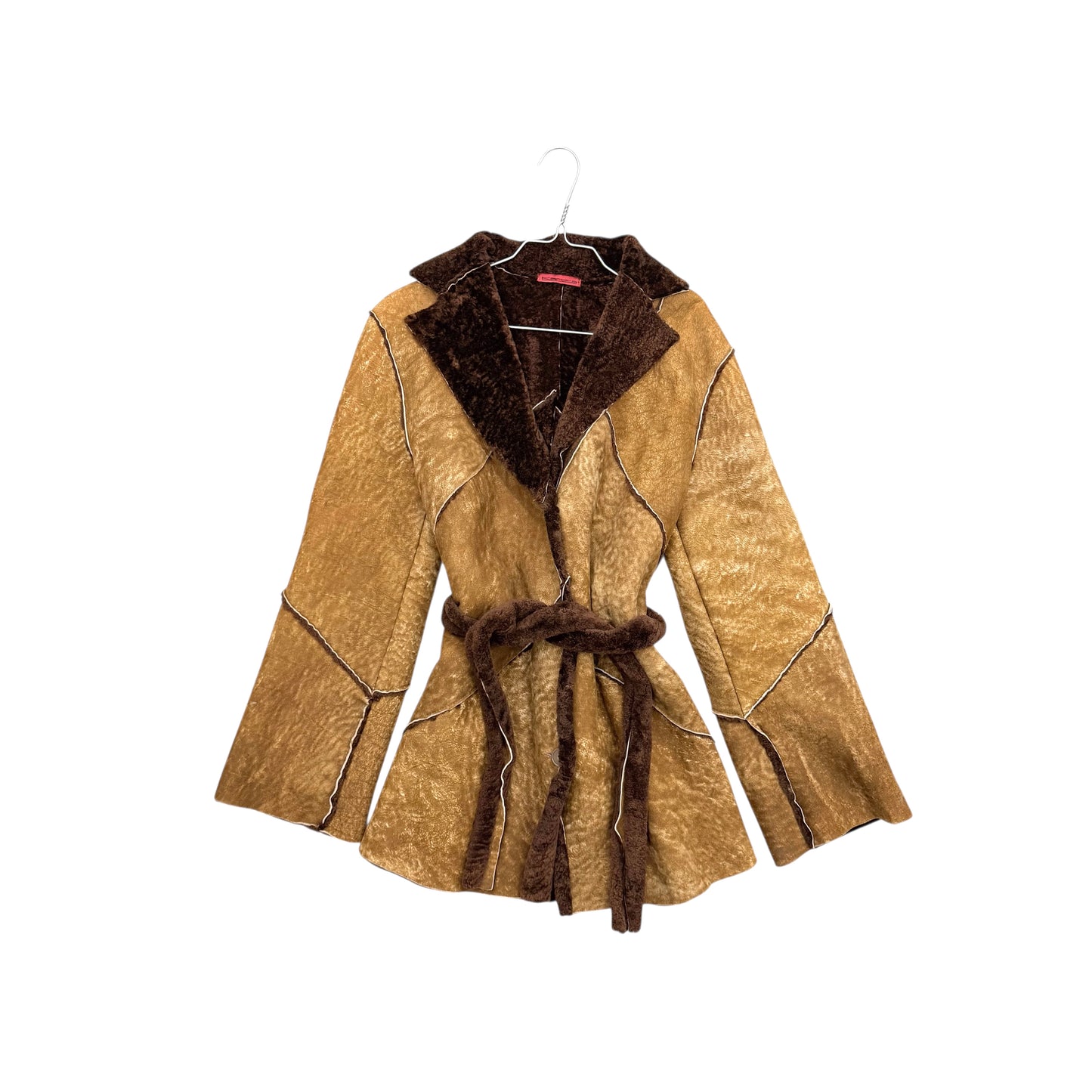 Shearling leather trench coat