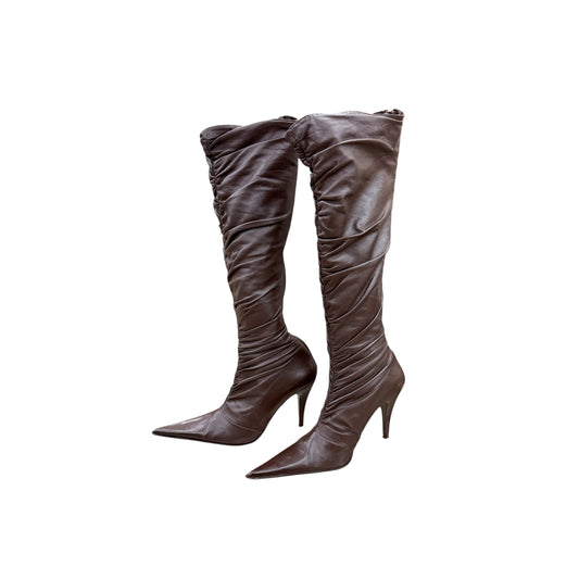 Slouchy ruched stiletto boots