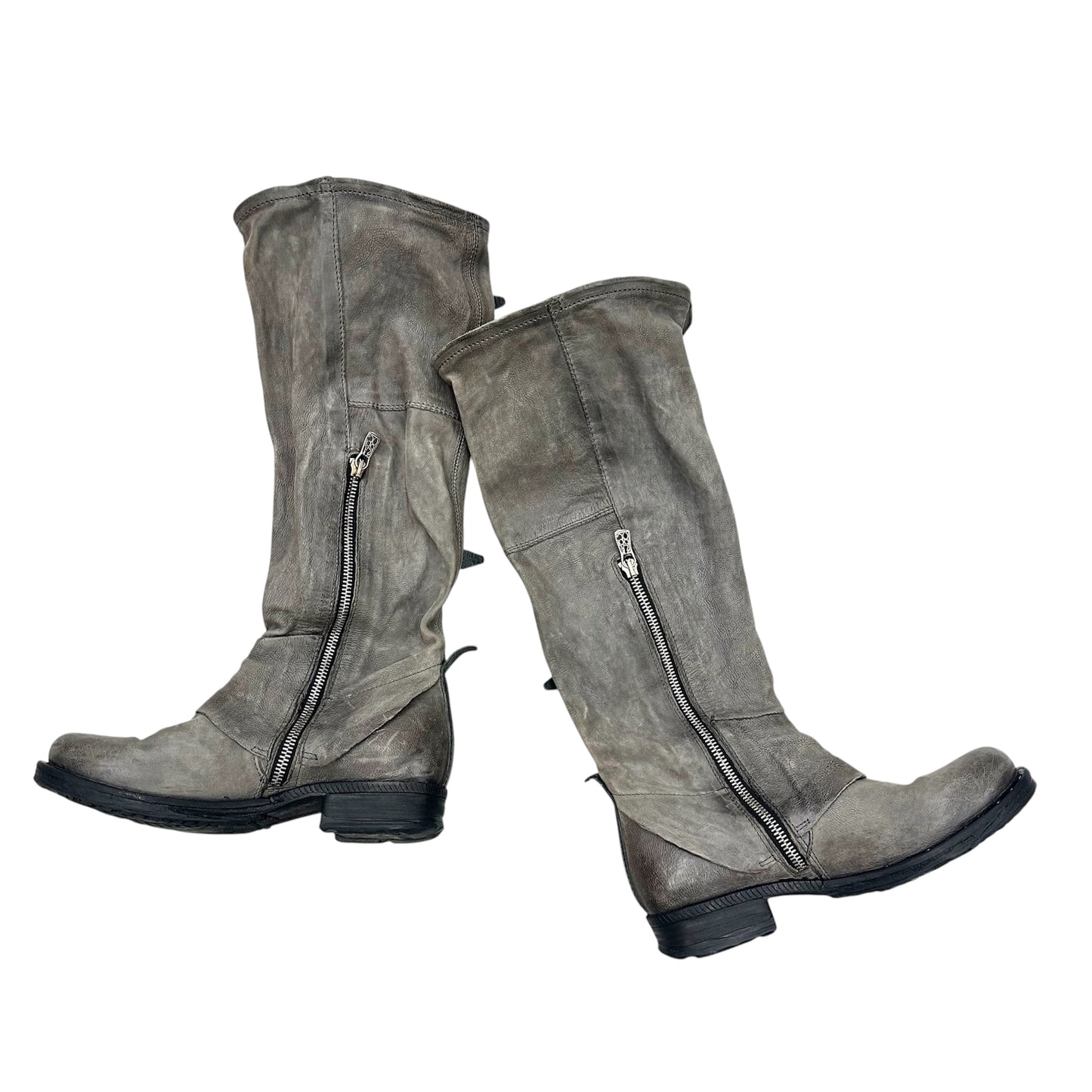 Knee high buckled slouchy boots