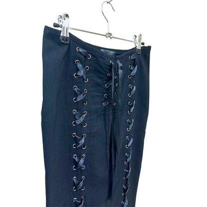 Laced up pencil midi skirt