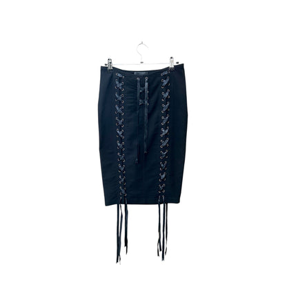 Laced up pencil midi skirt
