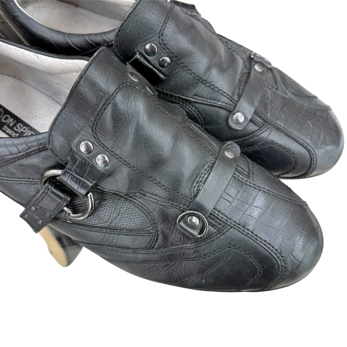 Buckled leather sneakers