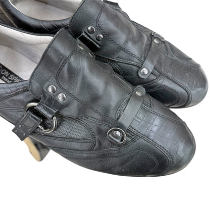 Buckled leather sneakers