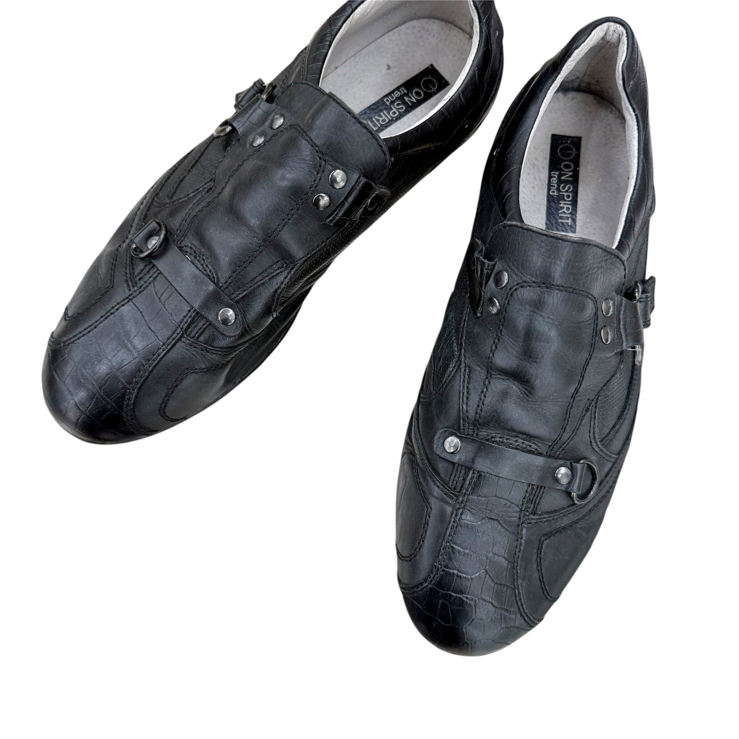 Buckled leather sneakers