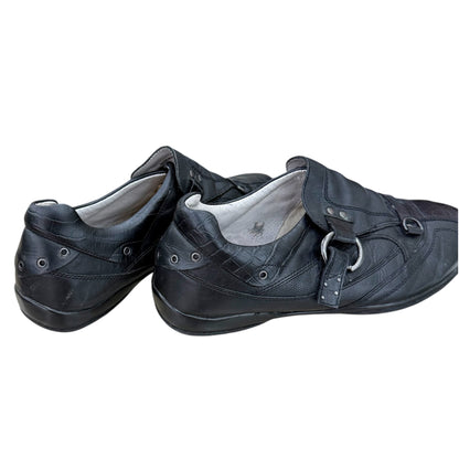 Buckled leather sneakers