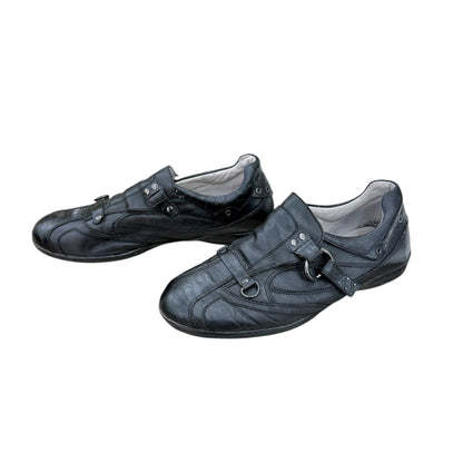 Buckled leather sneakers