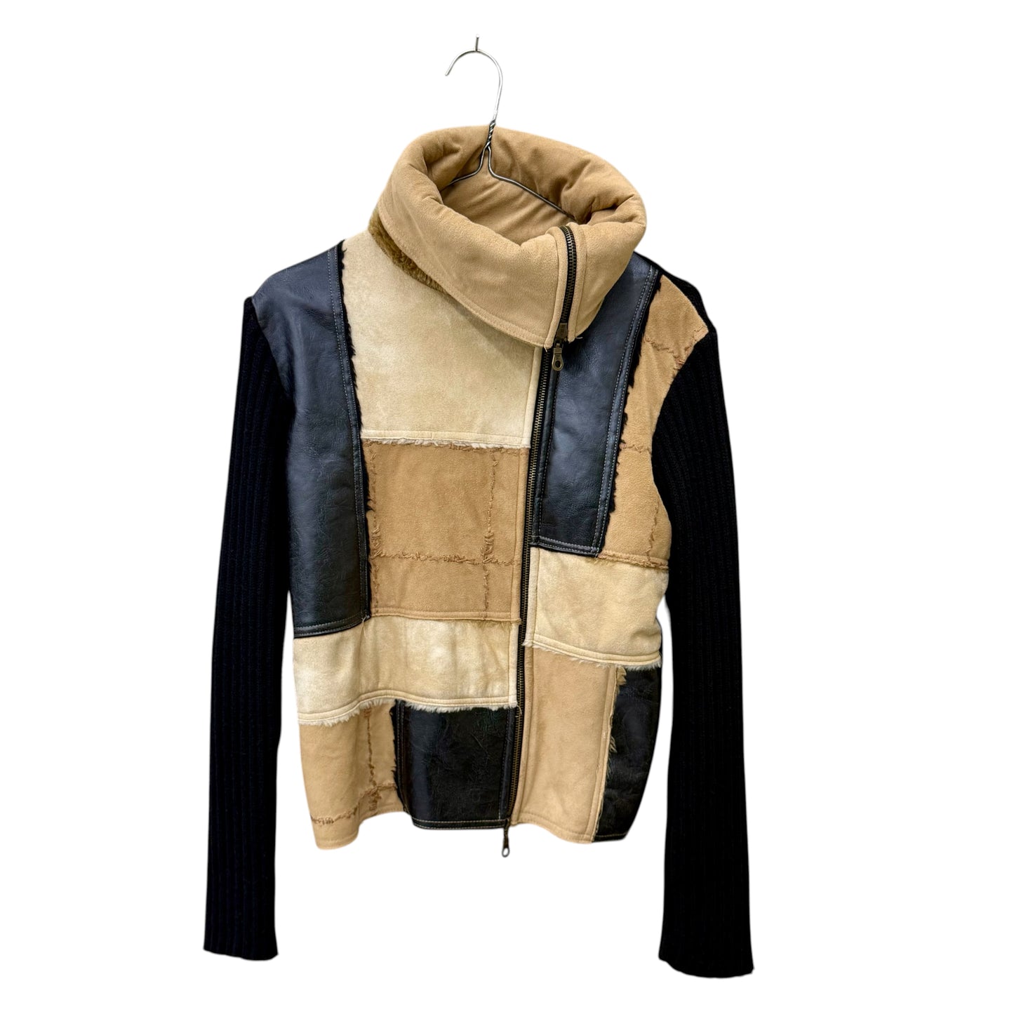 Patchwork zip up cardigan