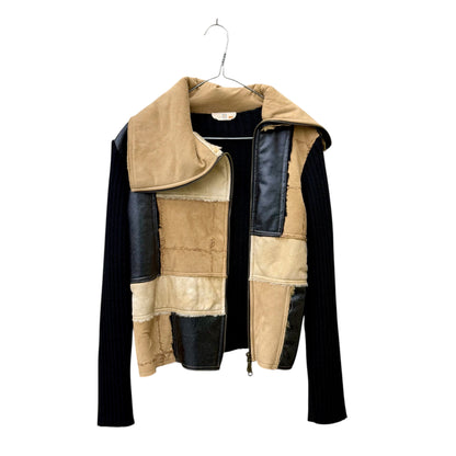 Patchwork zip up cardigan