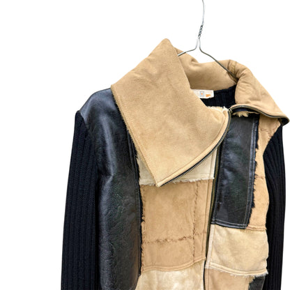 Patchwork zip up cardigan