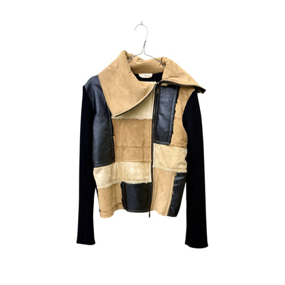 Patchwork zip up cardigan