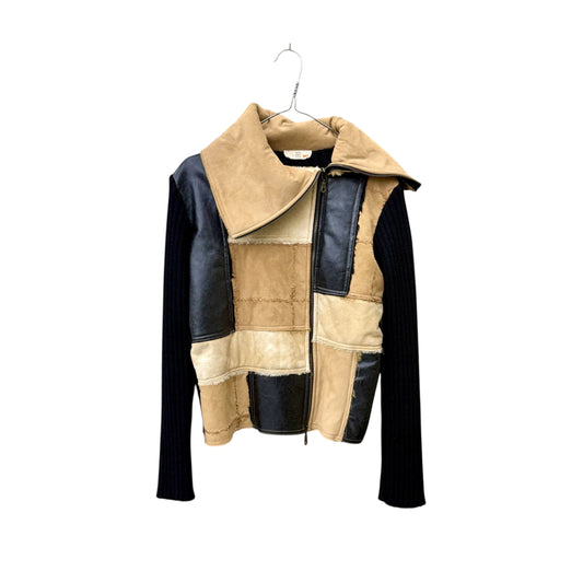 Patchwork zip up cardigan