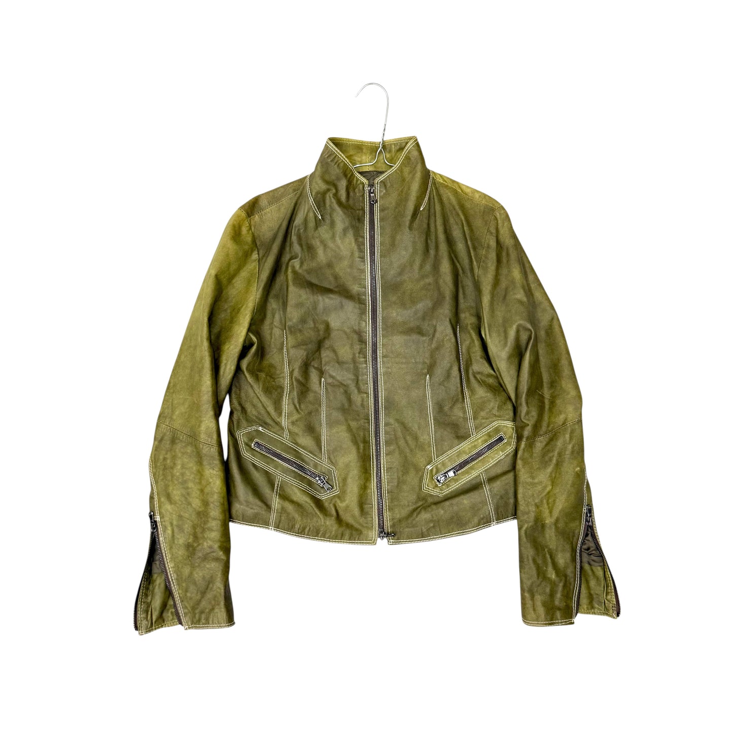 Faded zip up leather jacket