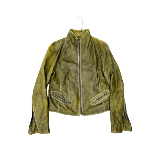 Faded zip up leather jacket