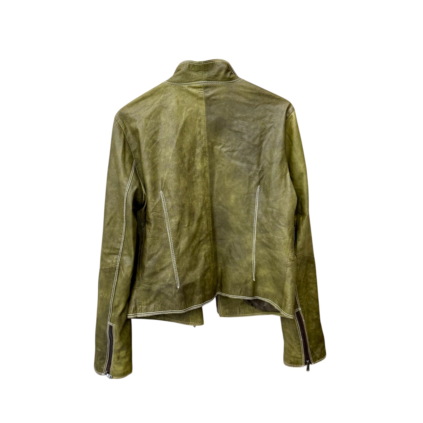 Faded zip up leather jacket