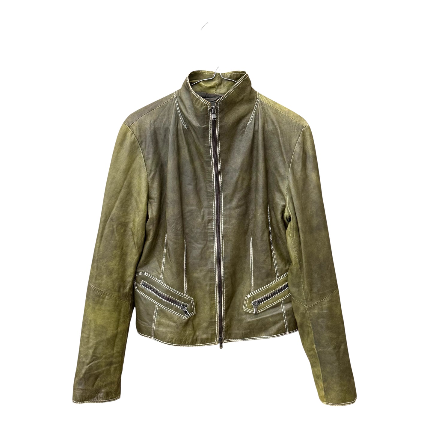 Faded zip up leather jacket