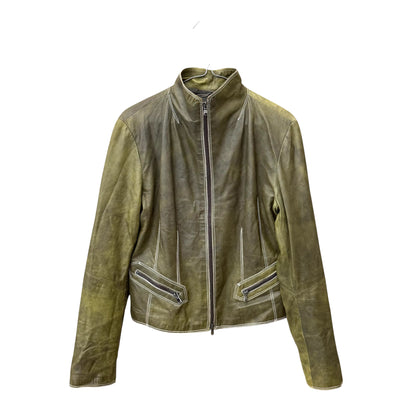 Faded zip up leather jacket