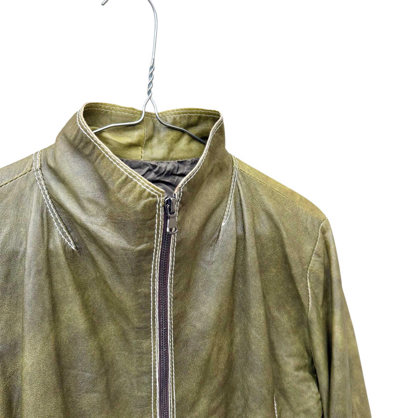 Faded zip up leather jacket