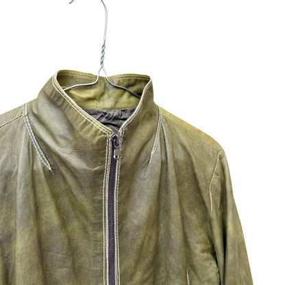 Faded zip up leather jacket