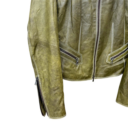 Faded zip up leather jacket