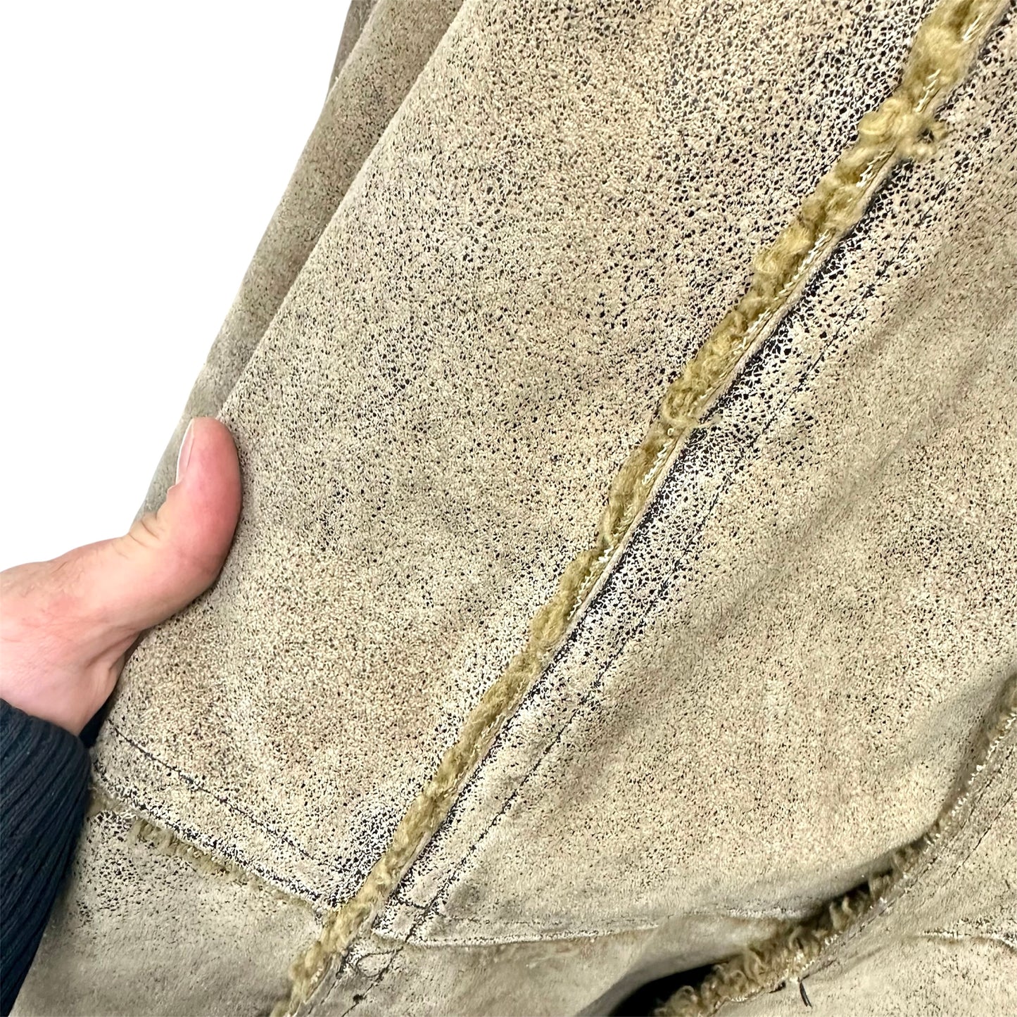 Men's faded shearling coat