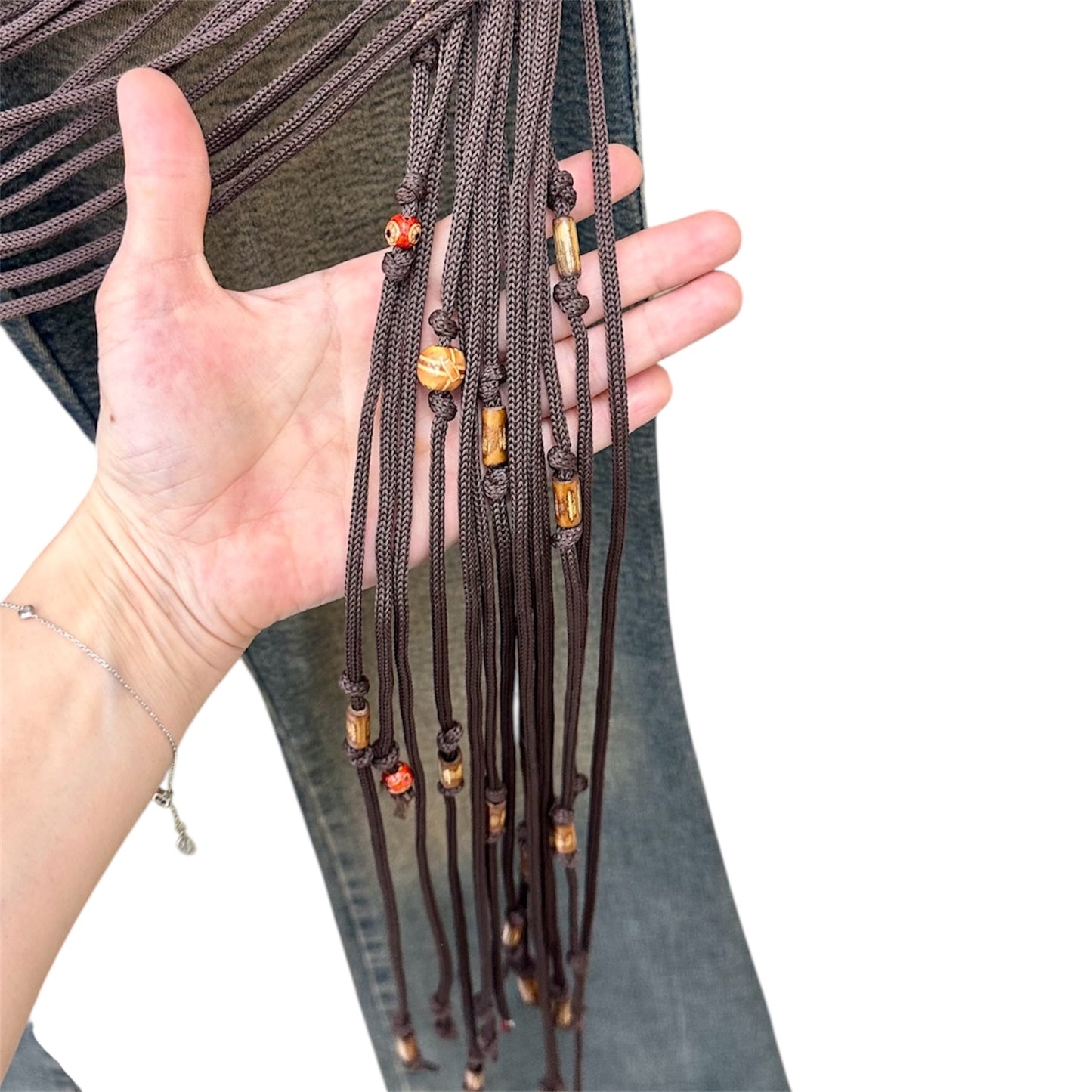 Laced up faded flare jeans