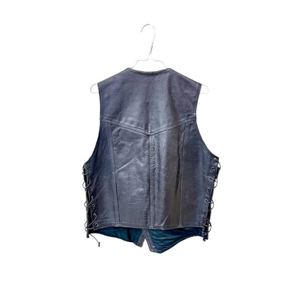 Lace up mixed leather vest