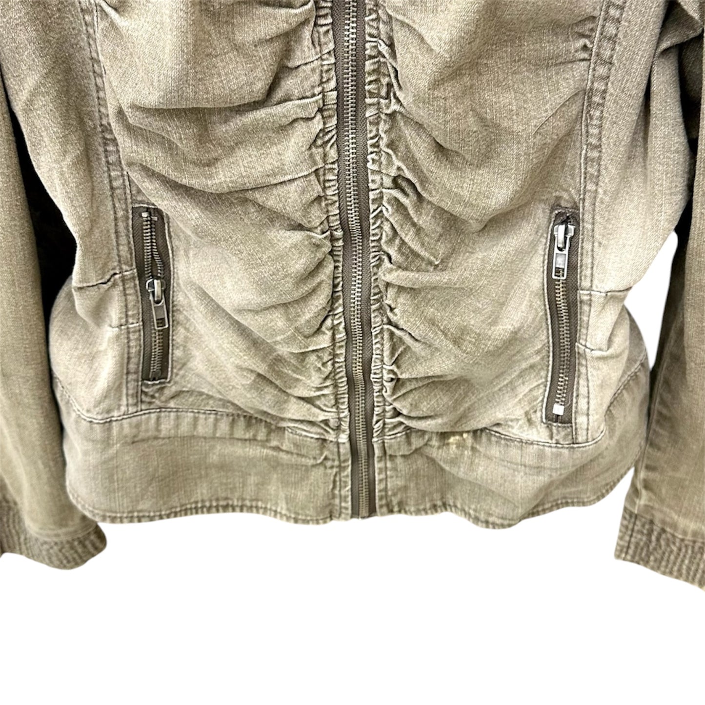Faded ruched zip up jacket
