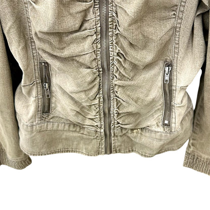 Faded ruched zip up jacket