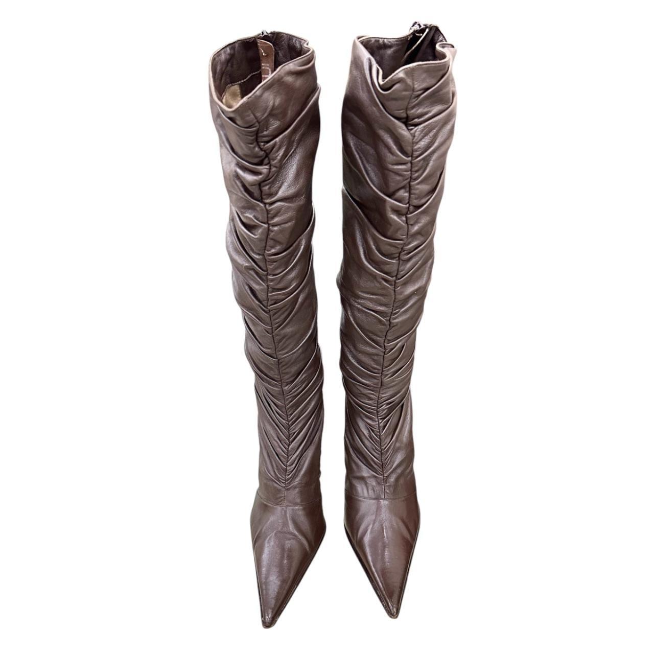 Slouchy ruched stiletto boots