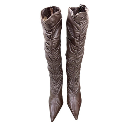 Slouchy ruched stiletto boots