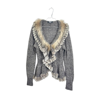 Fur cashmere wool knit cardigan