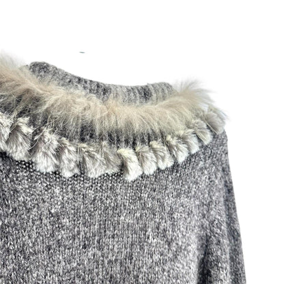 Fur cashmere wool knit cardigan