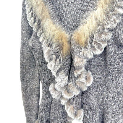 Fur cashmere wool knit cardigan
