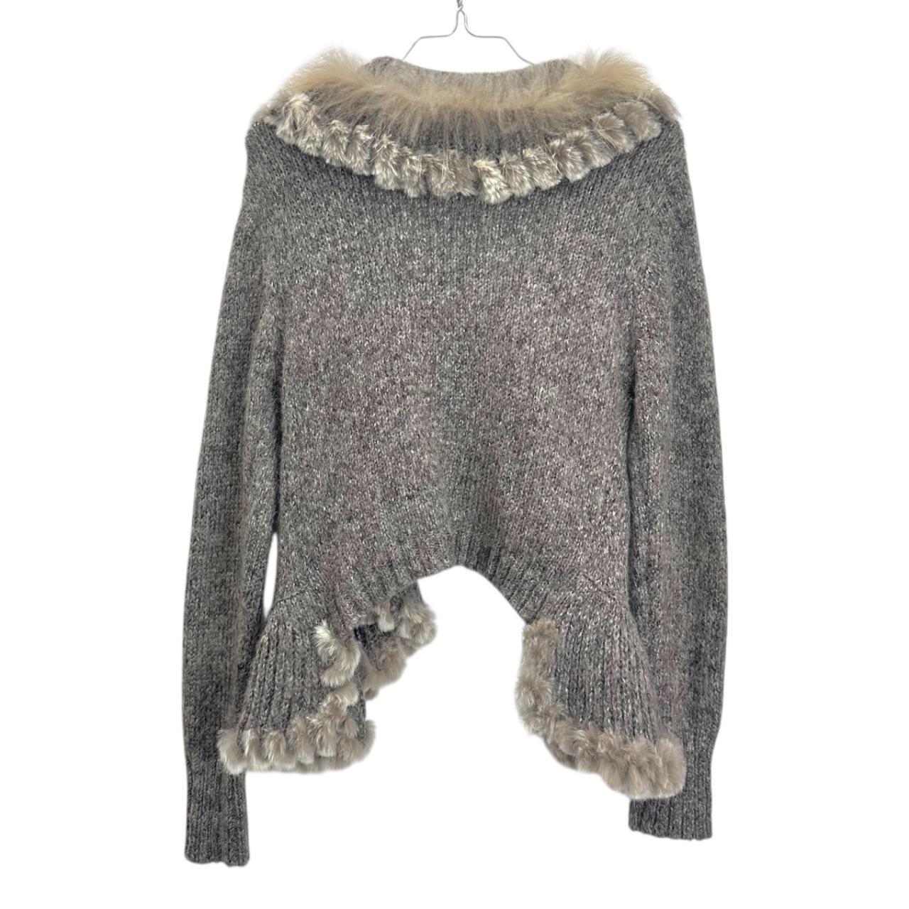 Fur cashmere wool knit cardigan