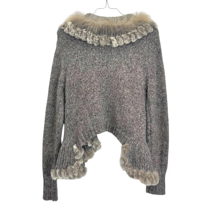 Fur cashmere wool knit cardigan